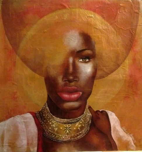 A Lady's Many Crowns, BPB by D. Lammie-Hanson | Strips of Brown Paper Bags
Ink, Oil and Acrylic
A Lady's Many Crowns, BPB